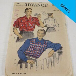 Advance Pattern 3668 Vintage Men's Shirt 14-14.5 neck 1940s Complete